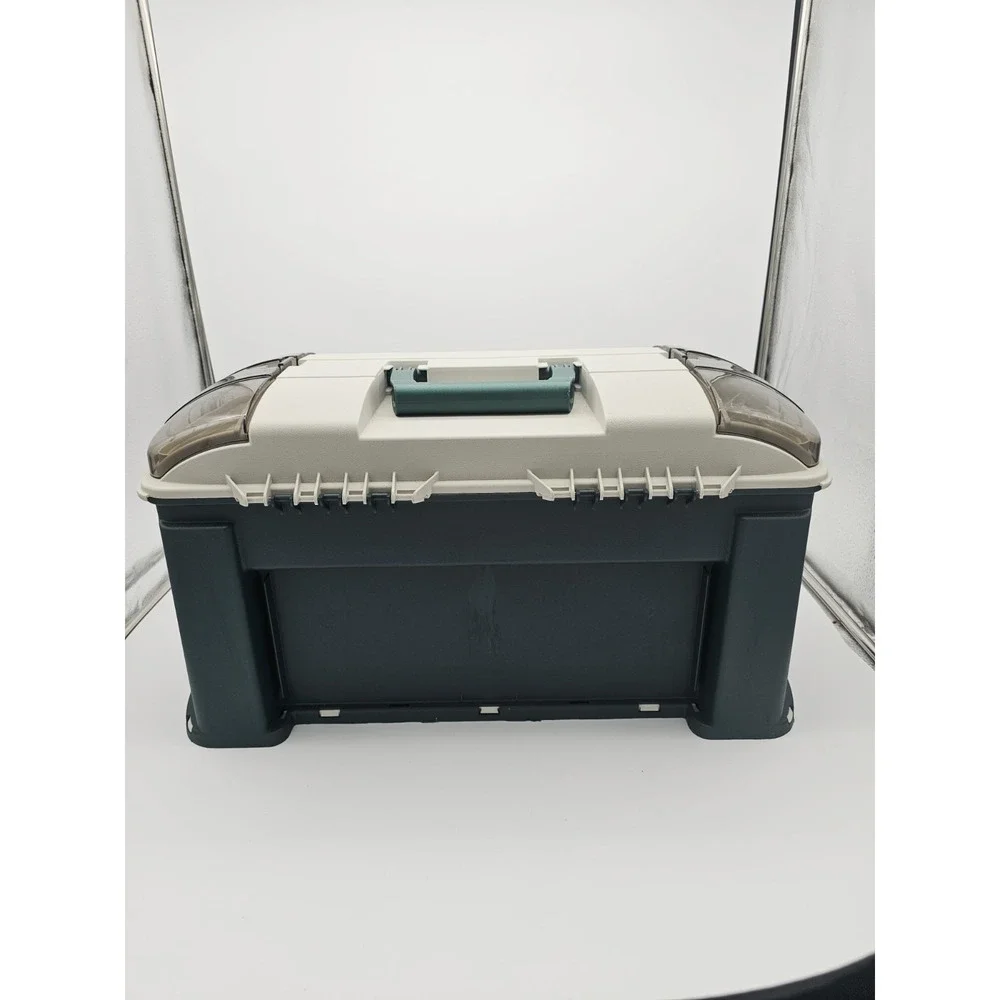 Plano 732 Outdoor Sports Angled Fishing Tackle Box Storage System, Green / Grey